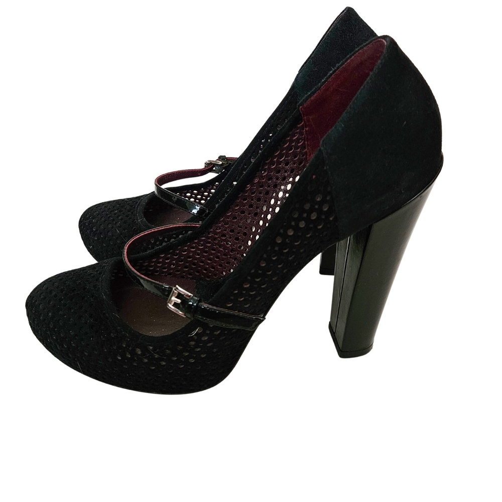 🖤 MaxMara Sportmax Black Suede Mesh Mary Janes